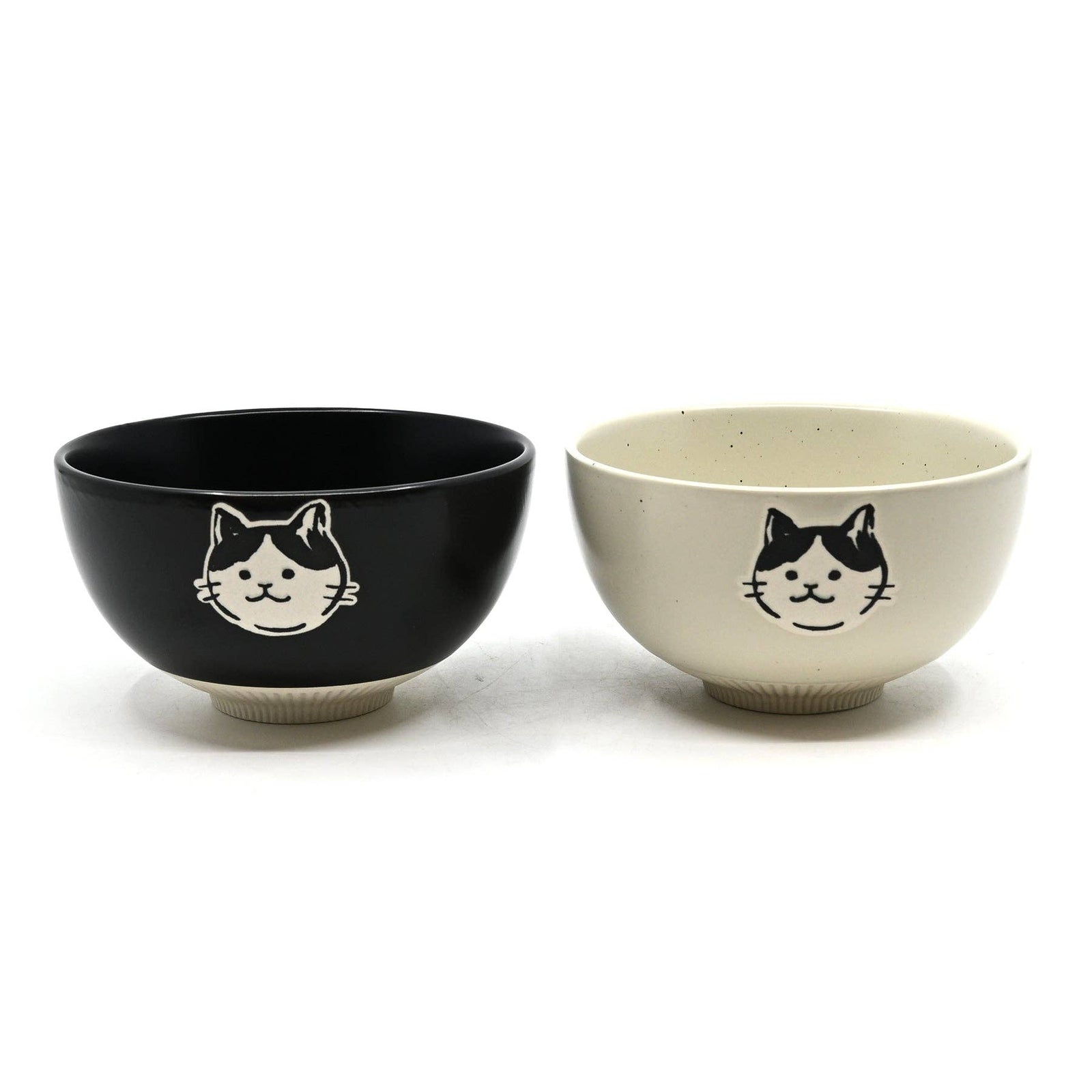 Black and White Cat - Black - Porcelain Rice Bowl