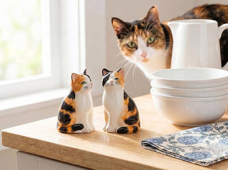 Sitting Calico Cats - Salt & Pepper Shaker Set