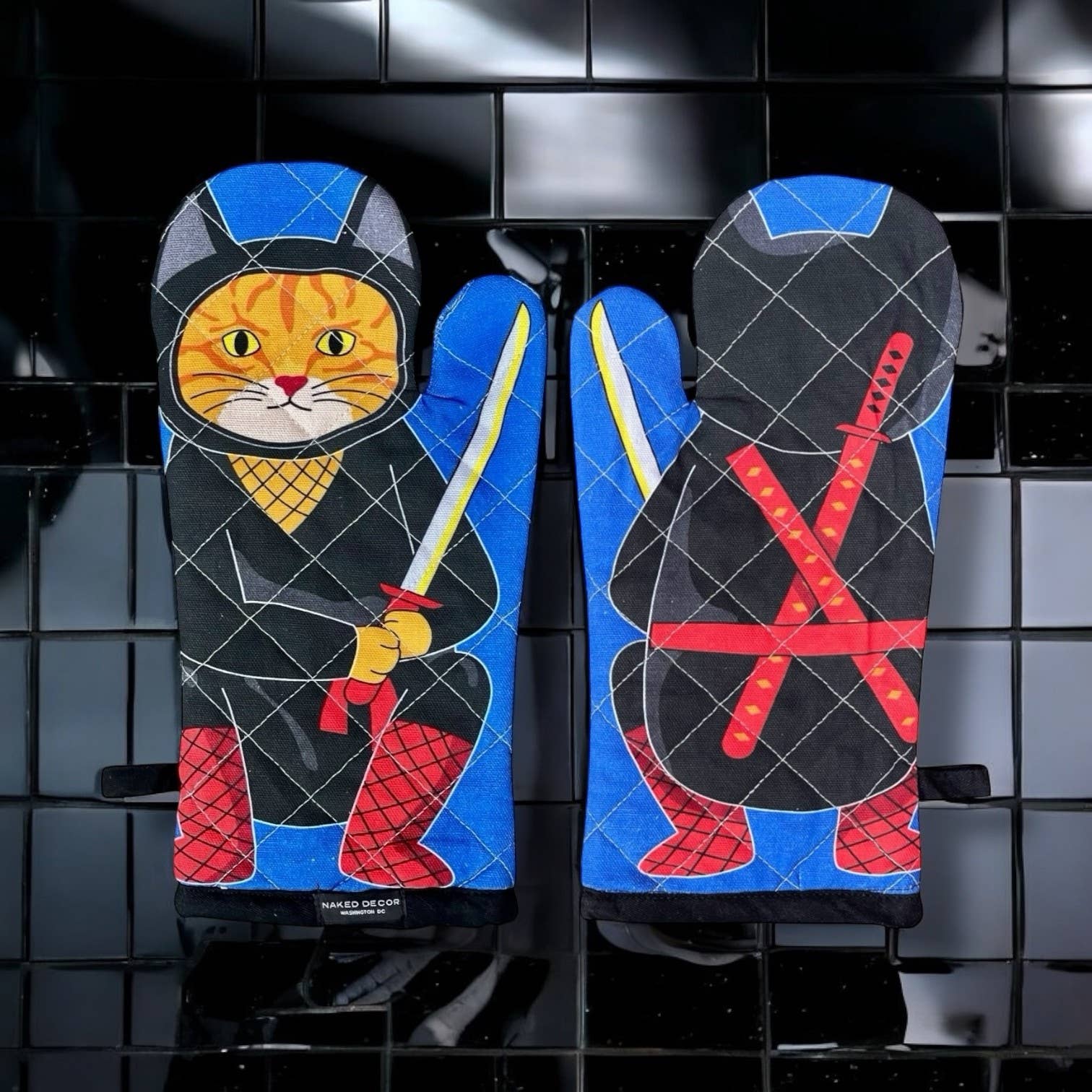 Japanese Orange Tabby Kitty Cat Ninja - Oven Mitt