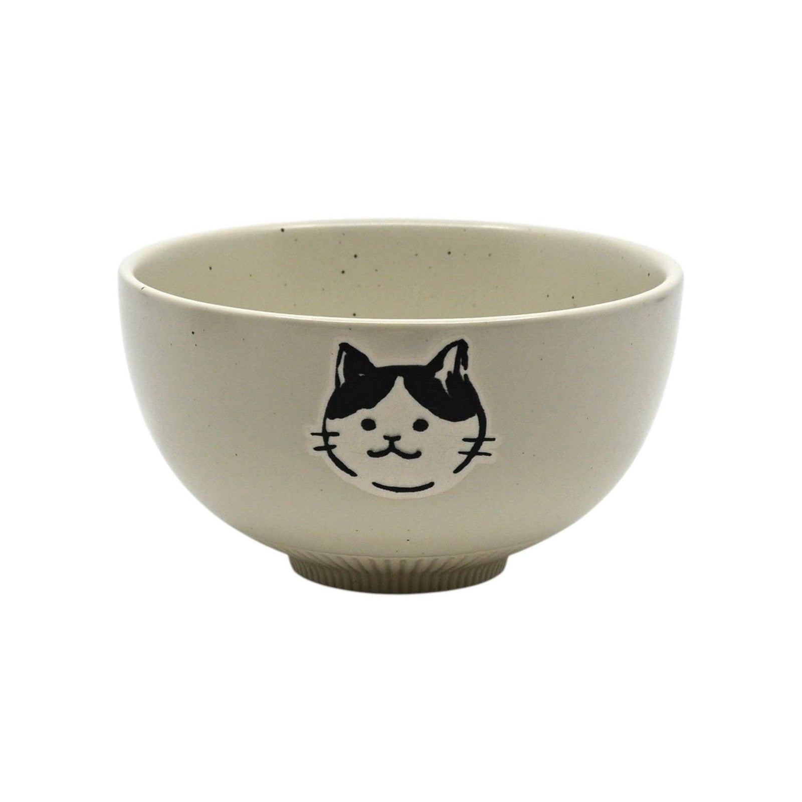 Black and White Cat Design - White - Porcelain Rice Bowl