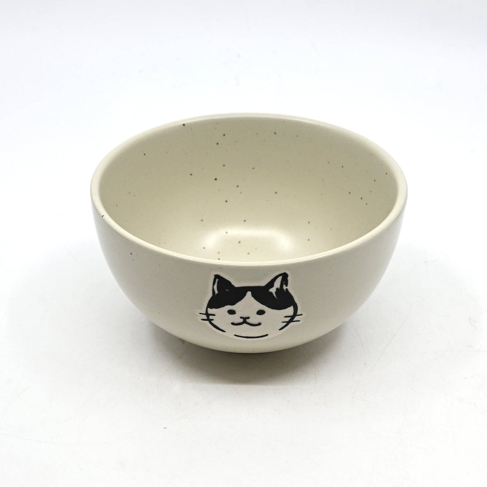 Black and White Cat Design - White - Porcelain Rice Bowl