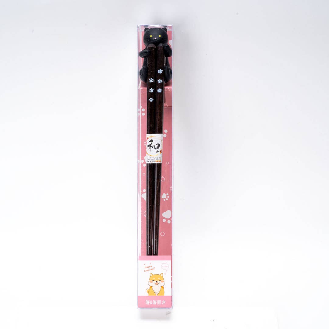 Black Cat - Chopsticks and Chopstick Rest Gift Set