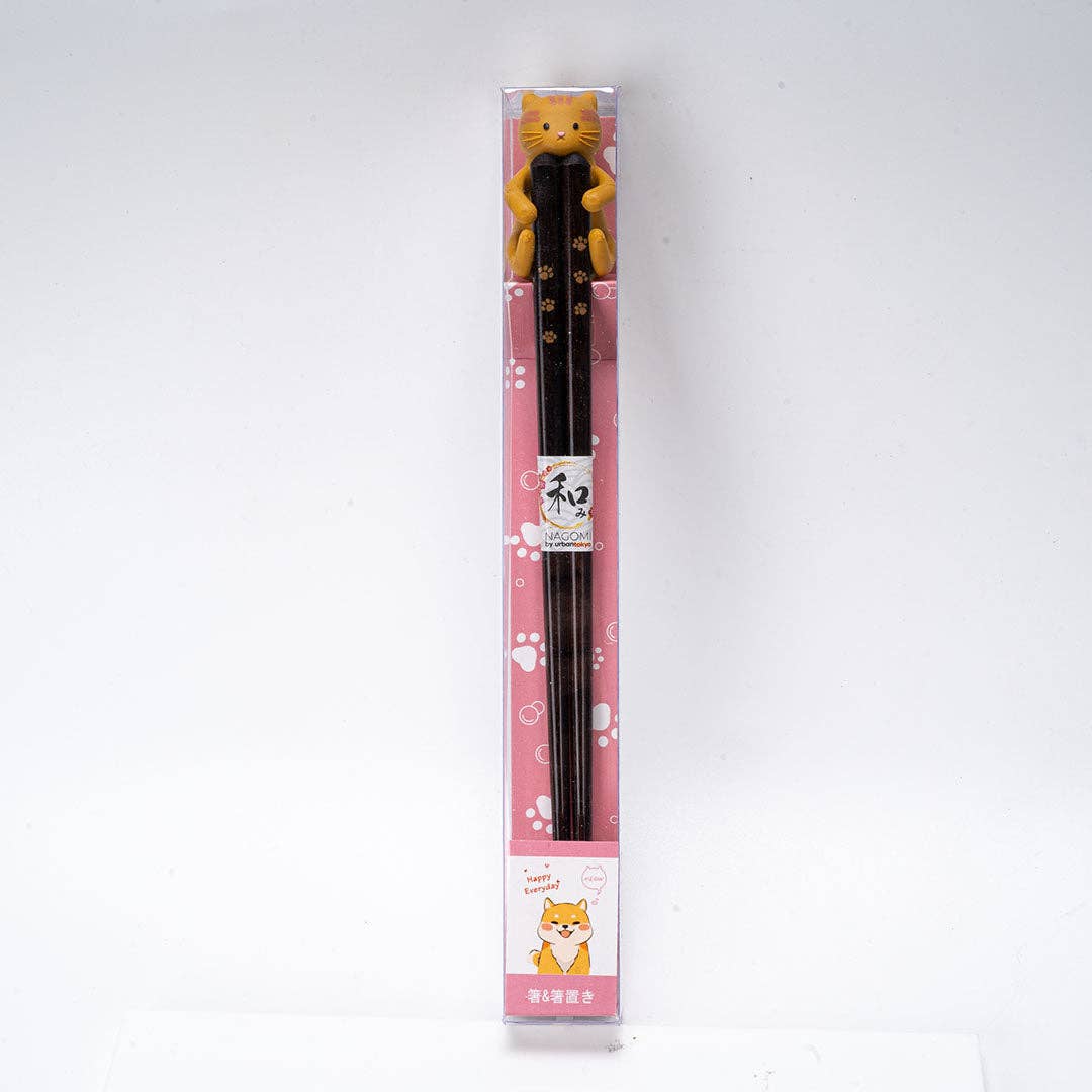 Yellow Cat - Chopsticks and Chopstick Rest Gift Set