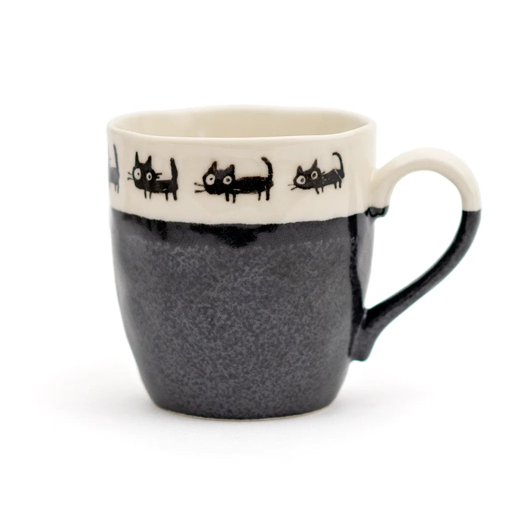 Black Cats - Handmade Mino Ware Ceramic Mug