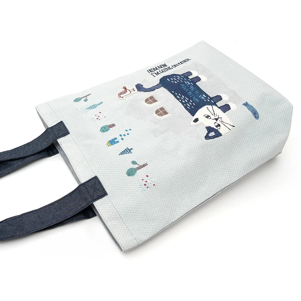 Black and White Cat - Embroidered Tote Bag