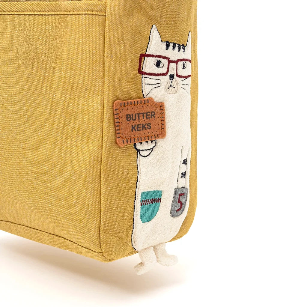 Butter Cookie Cat - Embroidered Fabric Small Tote Bag