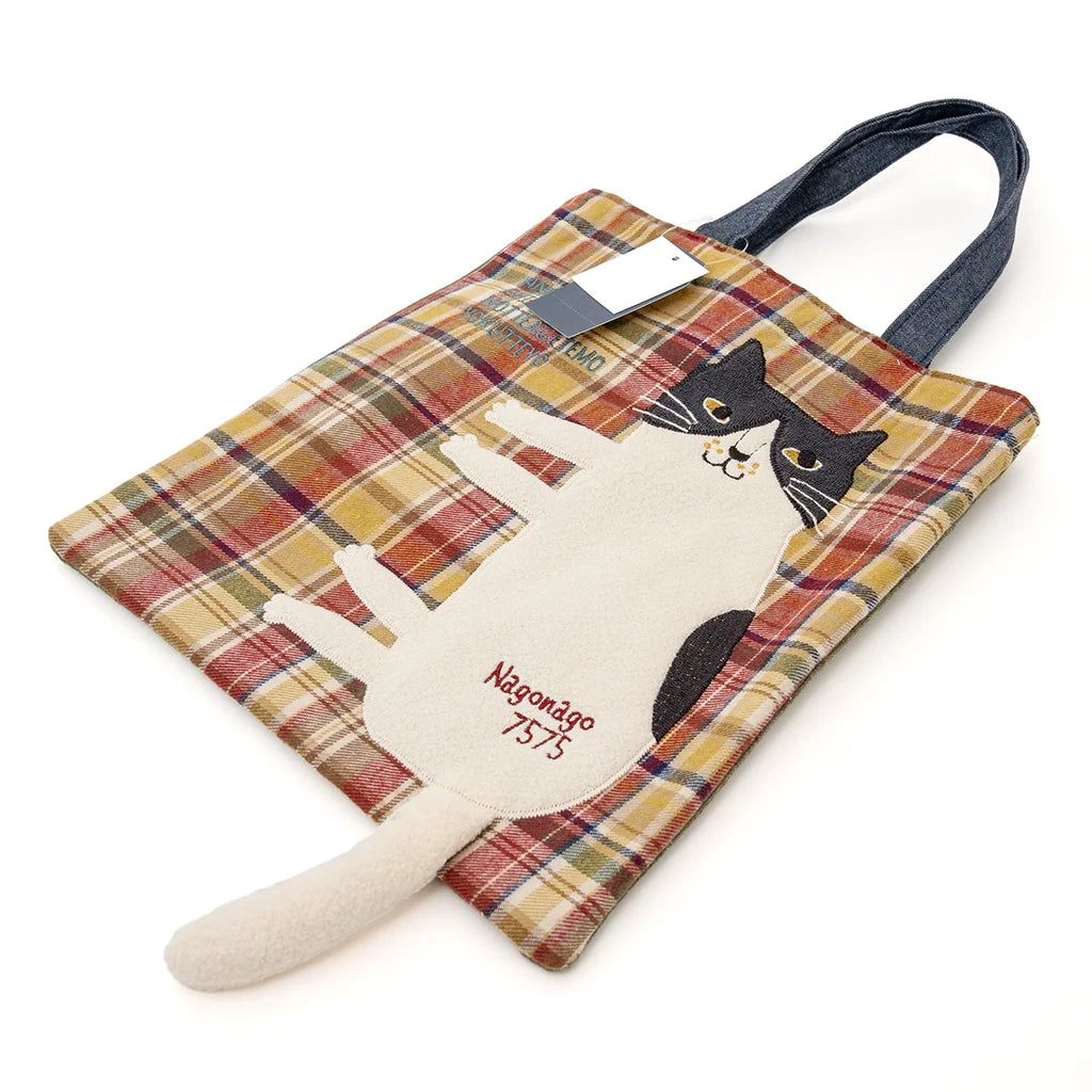 Kusuguru Japan Nago Cat - Embroidered Small Tote - Red