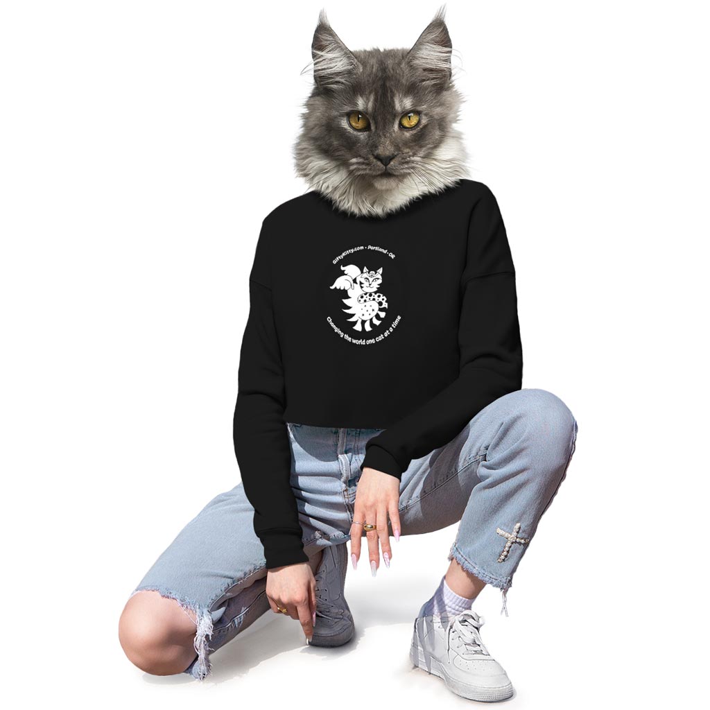GiftyKitty Cat in Black&White - Crop Sweatshirt