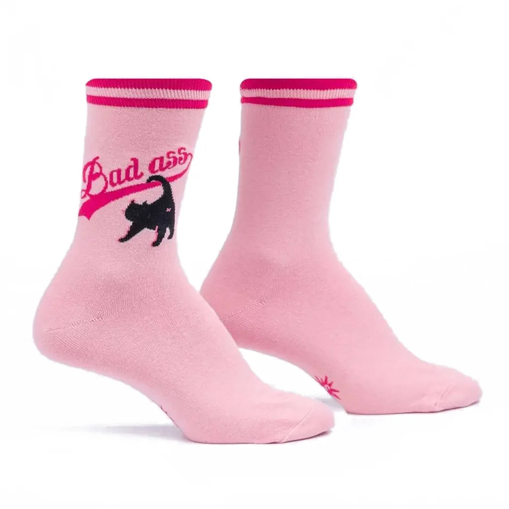 Bad Ass Cat- Crew Socks - S/M