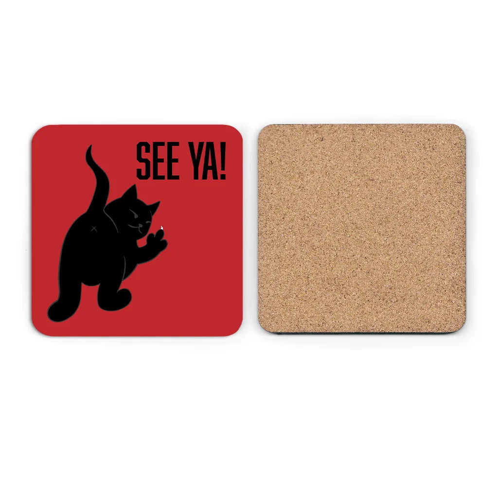 See Ya! Black Cat - Cork Coaster