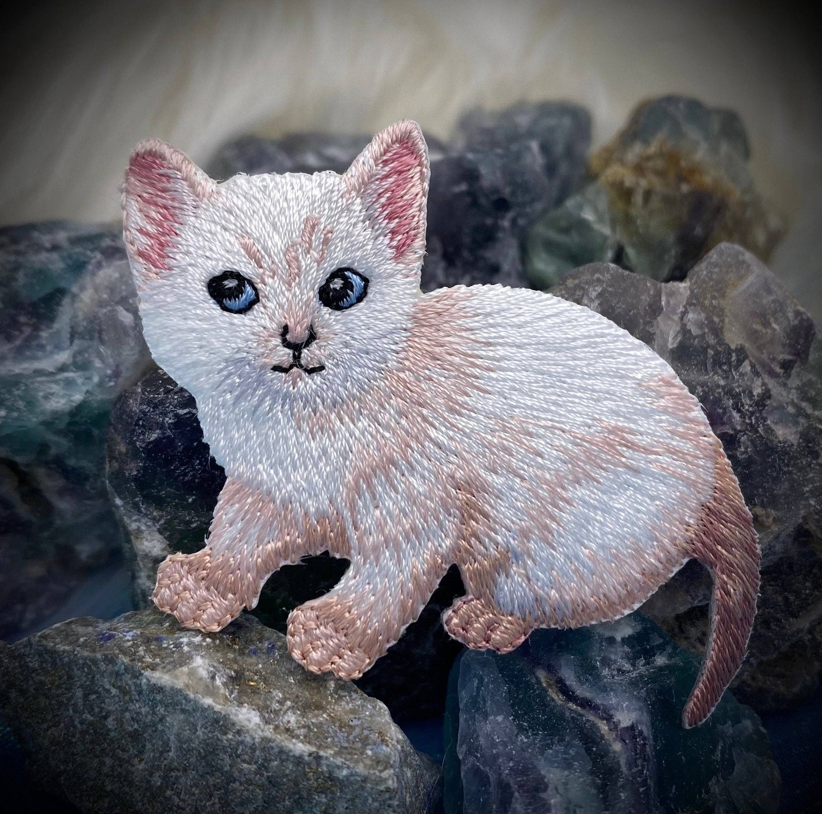 White Kitten - Embroidered Iron-on Patch