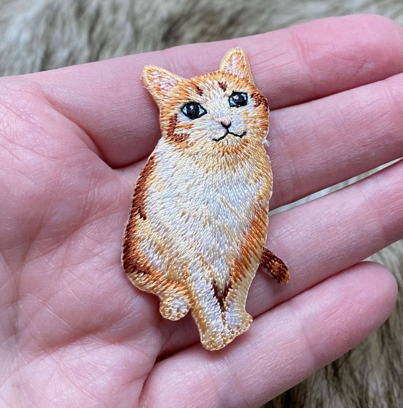 Realistic Orange Tabby Cat - Embroidered Iron on Patch