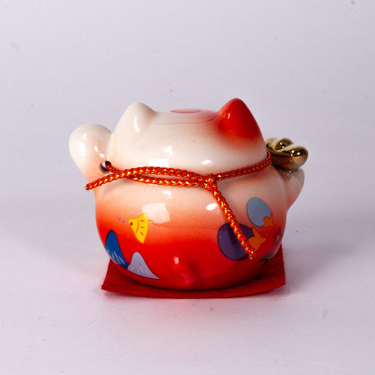 Lucky Cat Red - Ceramic Figurine