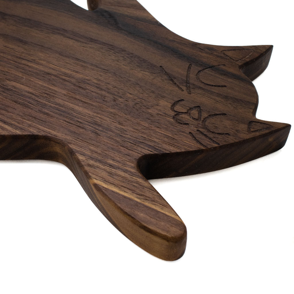 Long Tail Sleepy Cat - Walnut Cutting Board
