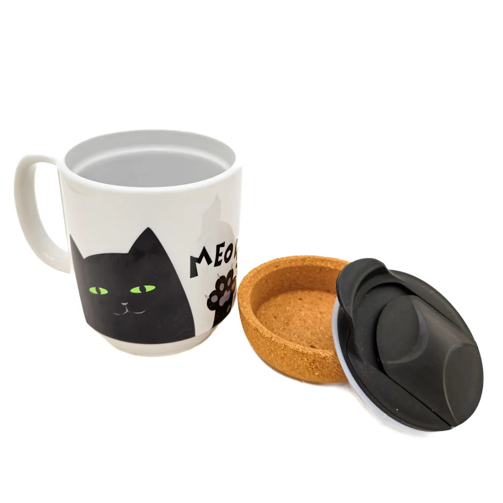Black Cat Meow! Meow! - Travel Ceramic Mug - 15oz