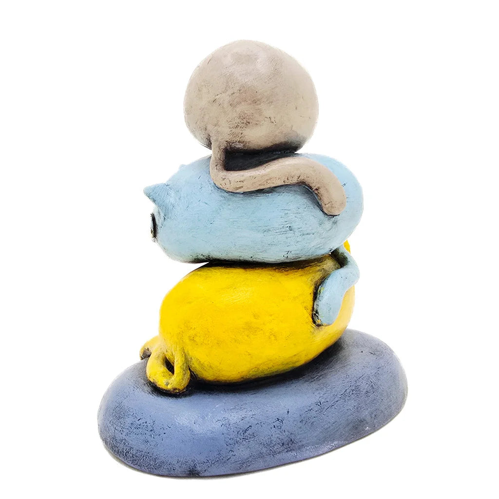 Cat Stack Blue - Handmade Ceramic Art