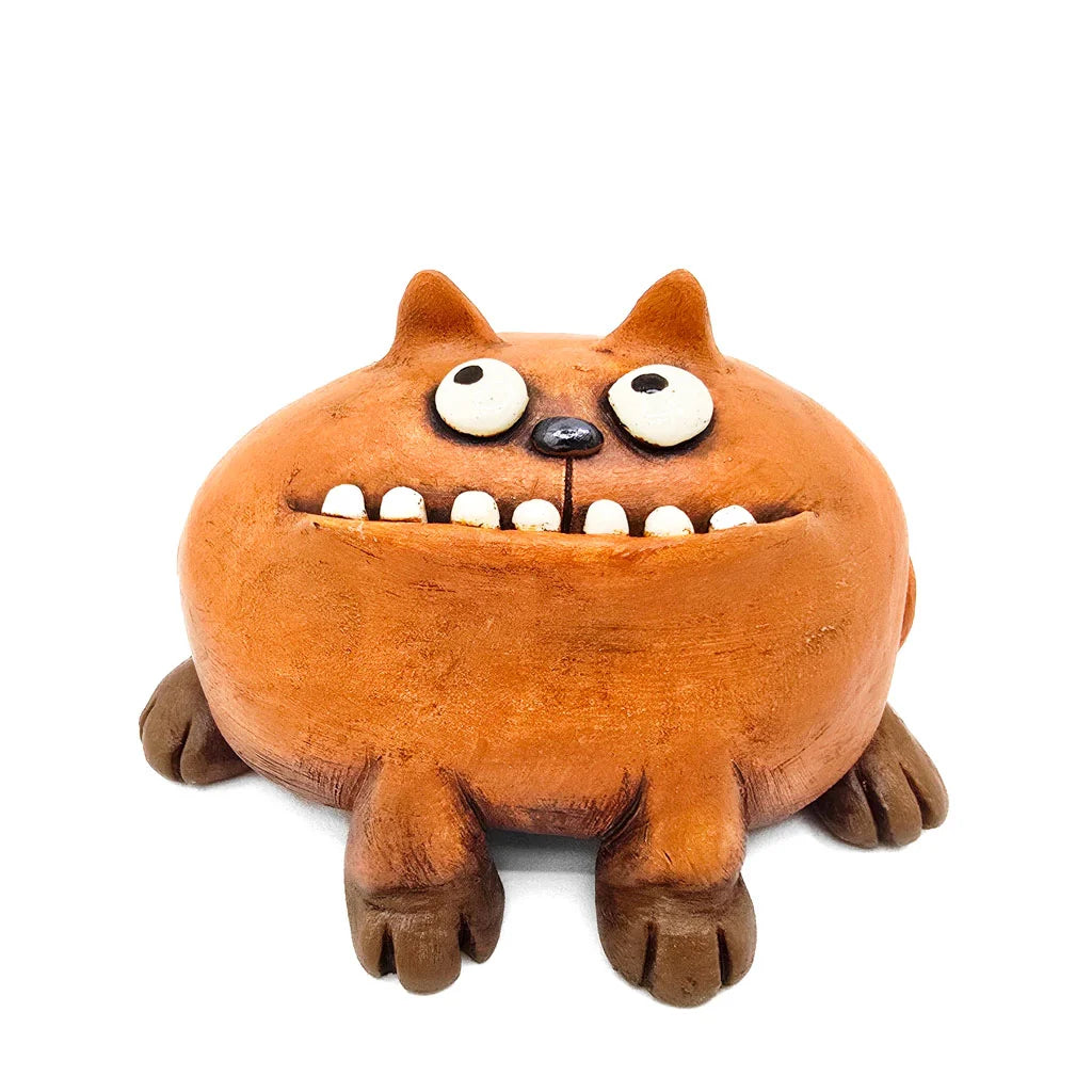 Sitting Orange Fat Cat - Original Ceramic Figurine