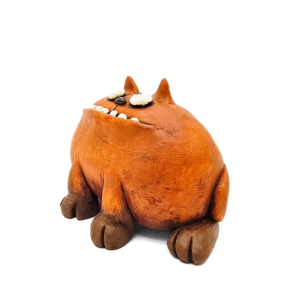 Sitting Orange Fat Cat - Original Ceramic Figurine