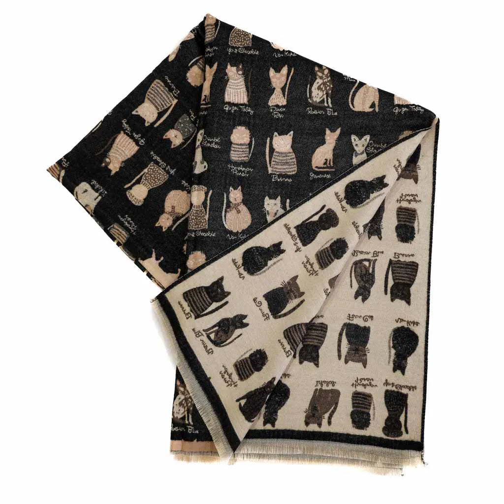Fun Breeds Of Cats - Vegan Cashmere Shawl - 4 Colors