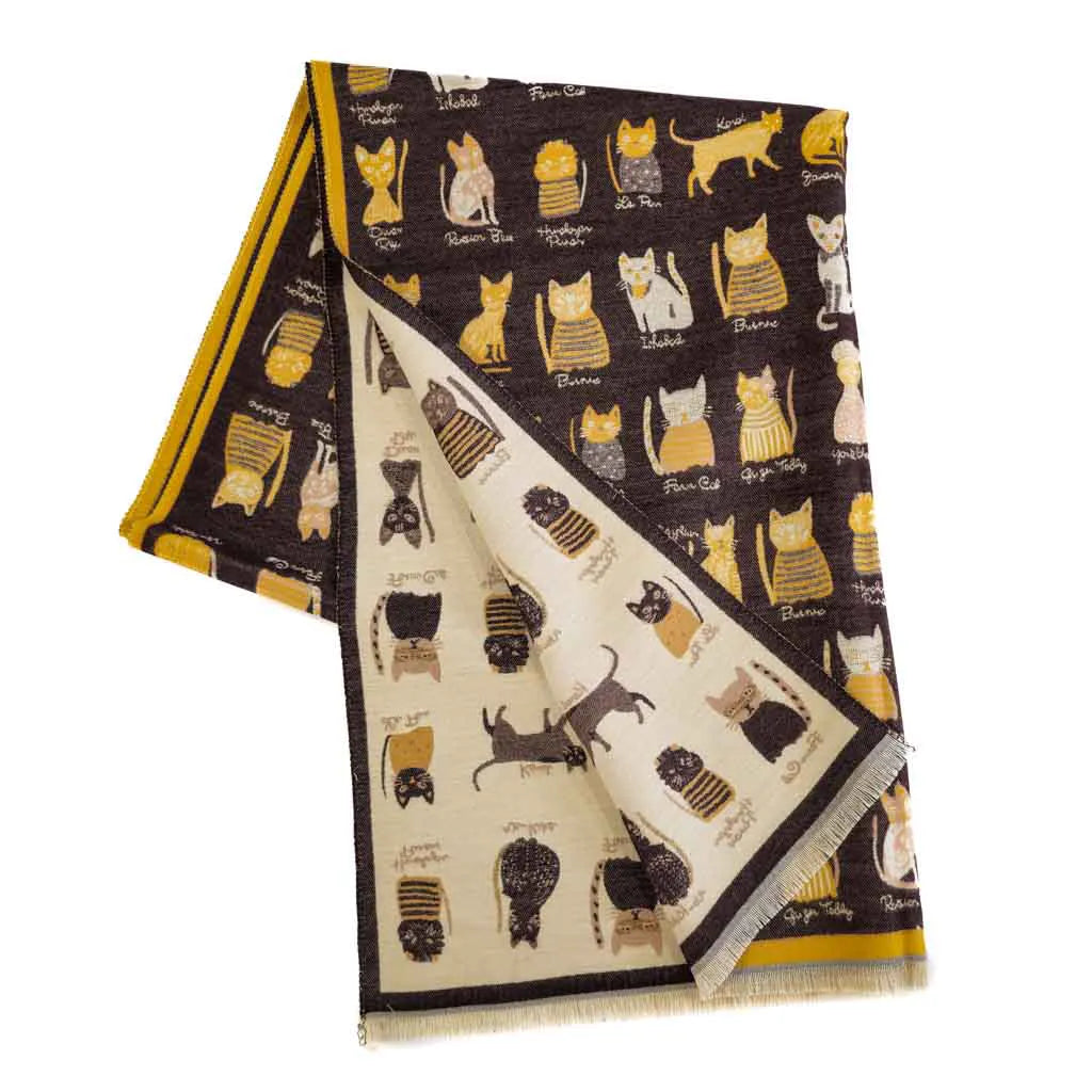 Fun Breeds Of Cats - Vegan Cashmere Shawl - 4 Colors