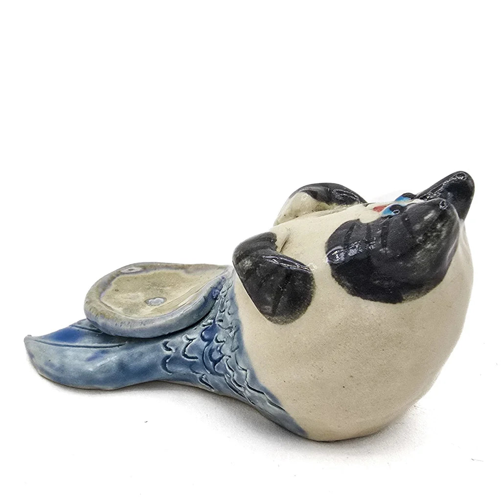 Tuxedo - Cat Fish Ring Holder or Incense Burner - Handmade Ceramic