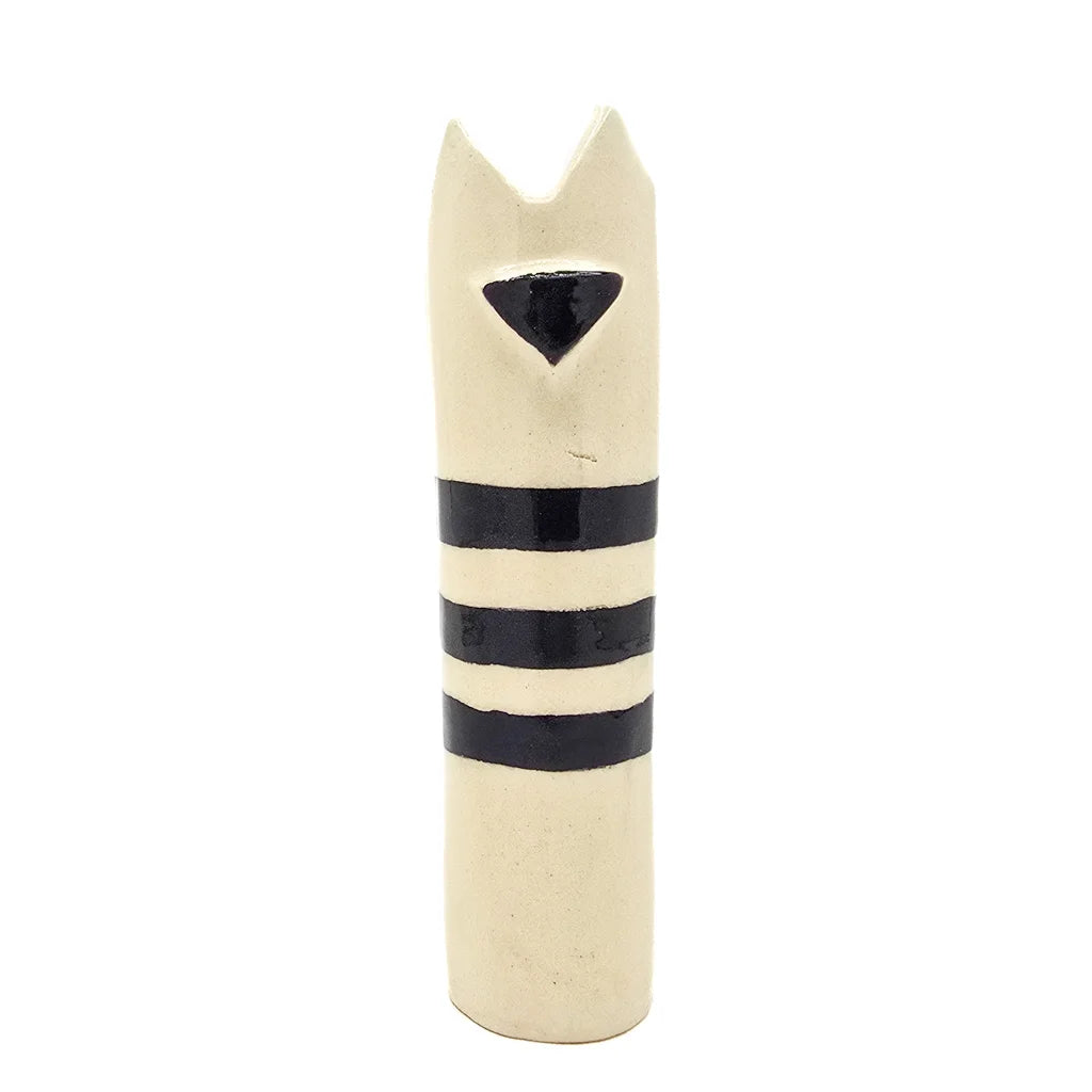 Three Stripes Cat Vase - Handmade Ceramic