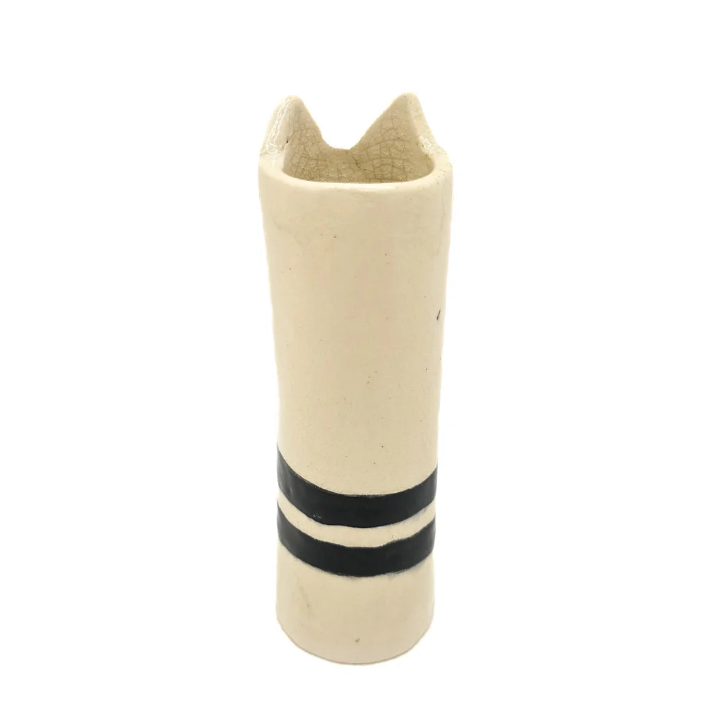 Two Stripes Cat Vase - Handmade Ceramic