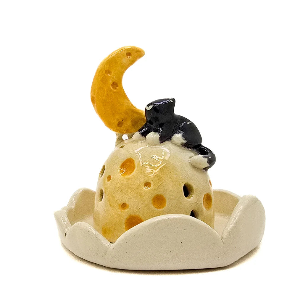 Tuxedo Kitty Moon - Ceramic Incense Burner