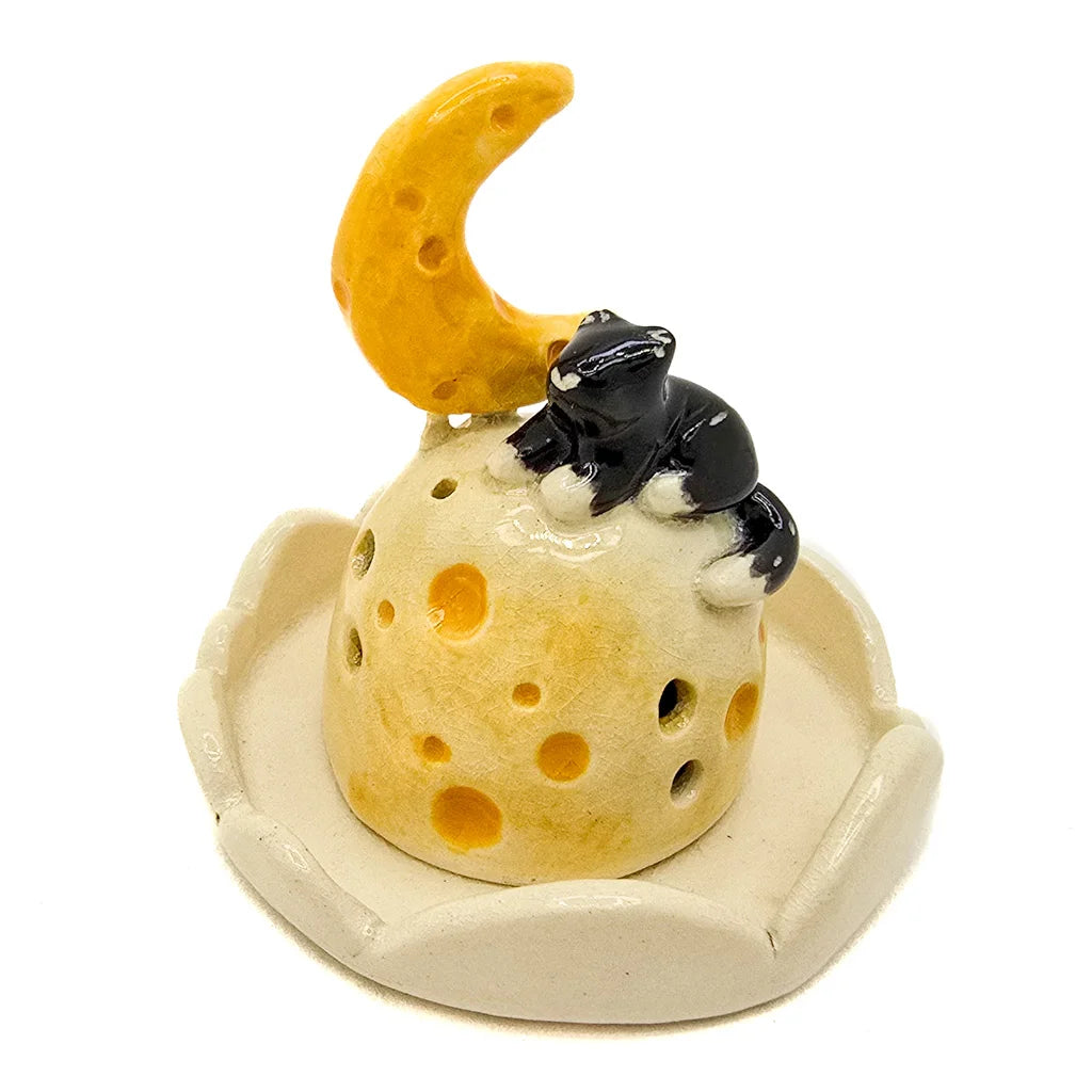 Tuxedo Kitty Moon - Ceramic Incense Burner