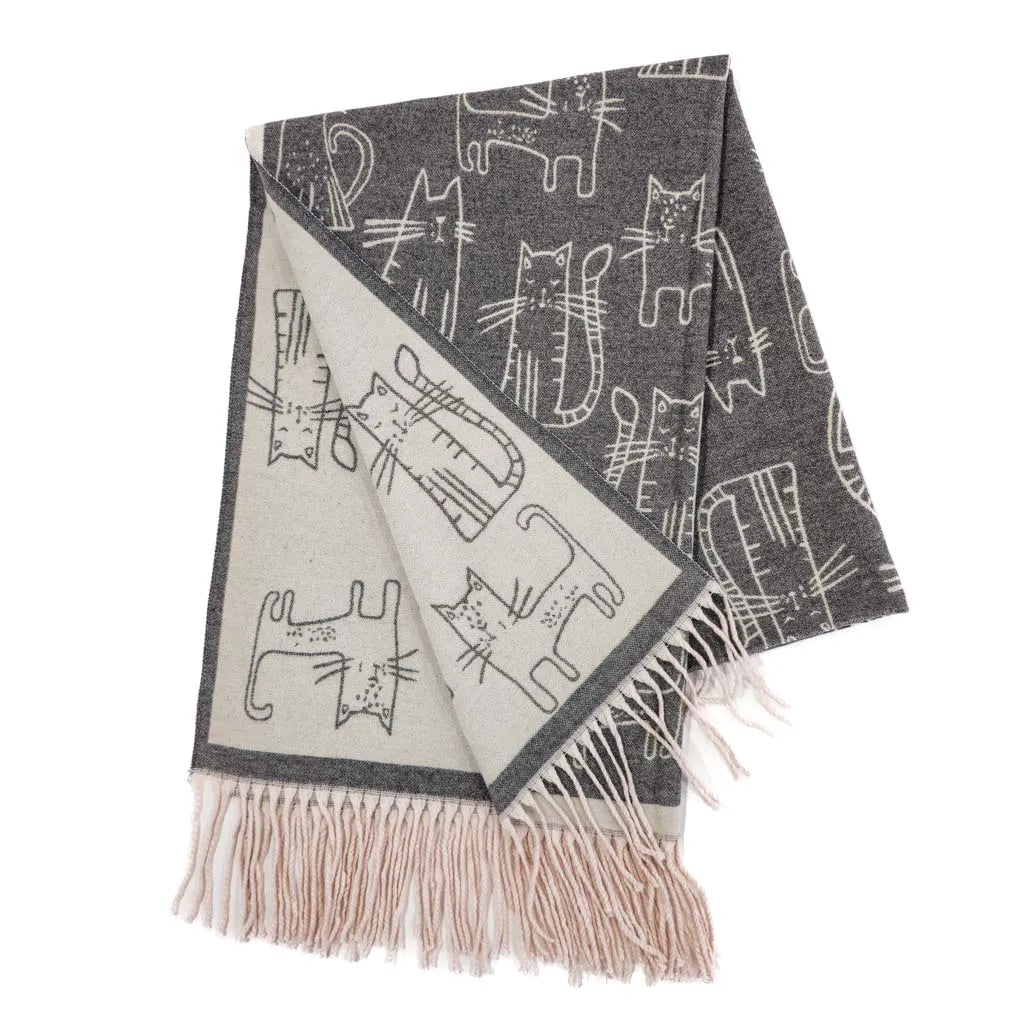 Cozy Cats - Vegan Cashmere Shawl - 3 Colors
