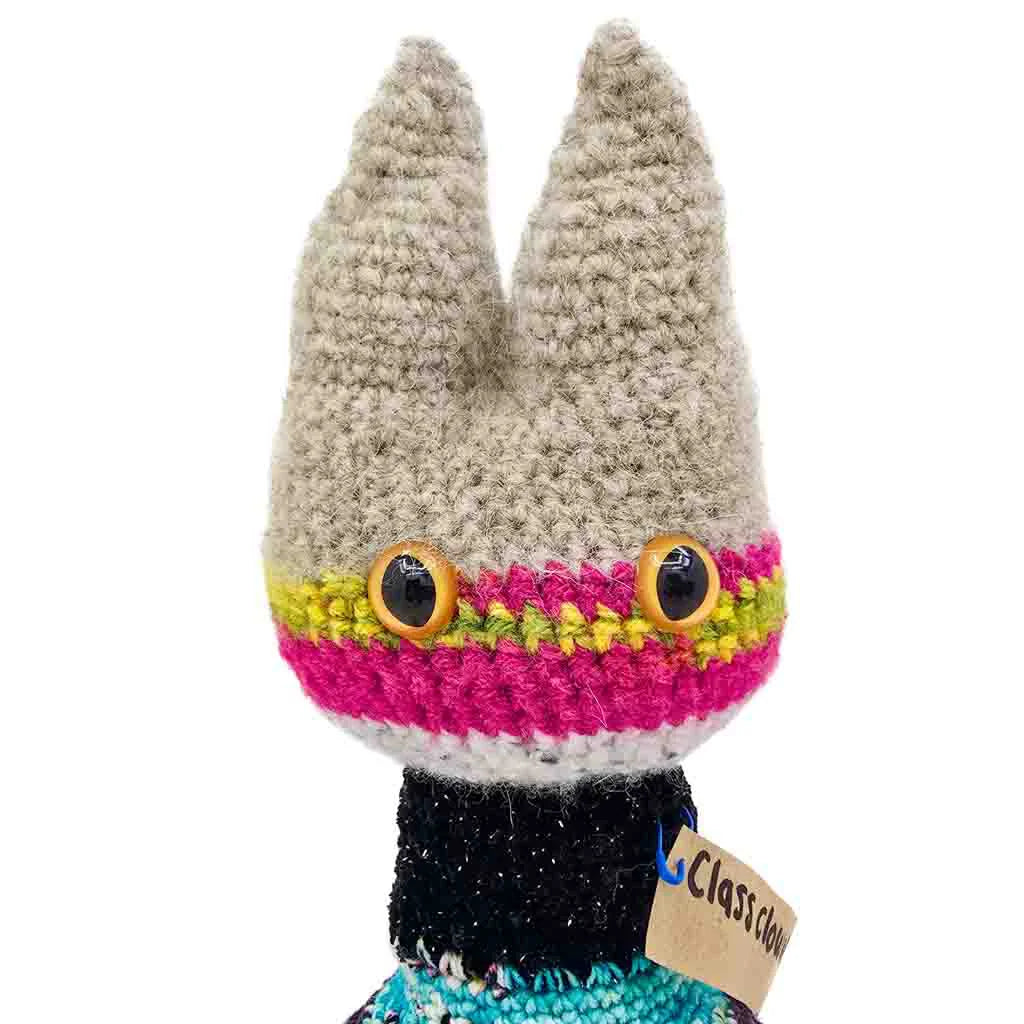 Class Clown - Hand Knitted Art Cat Doll
