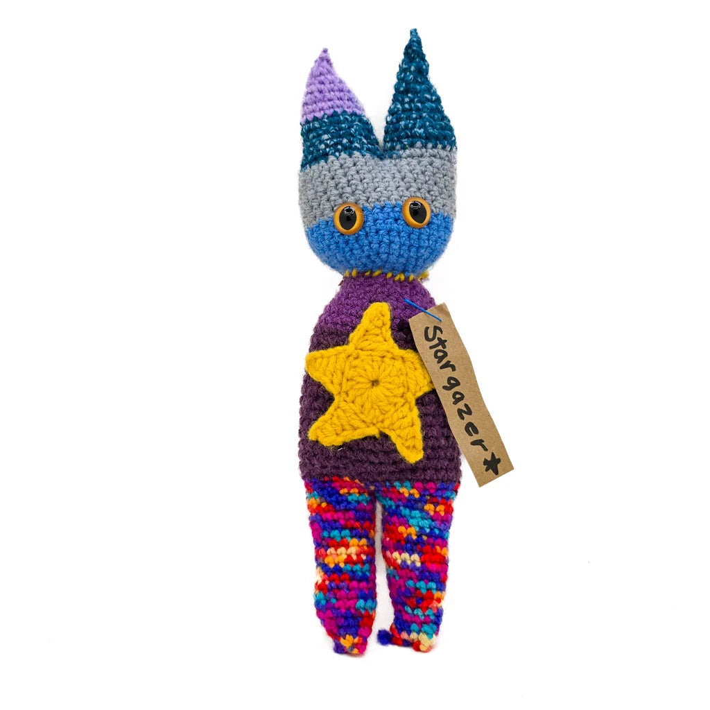 Star Gazer - Hand Knitted Art Cat Doll