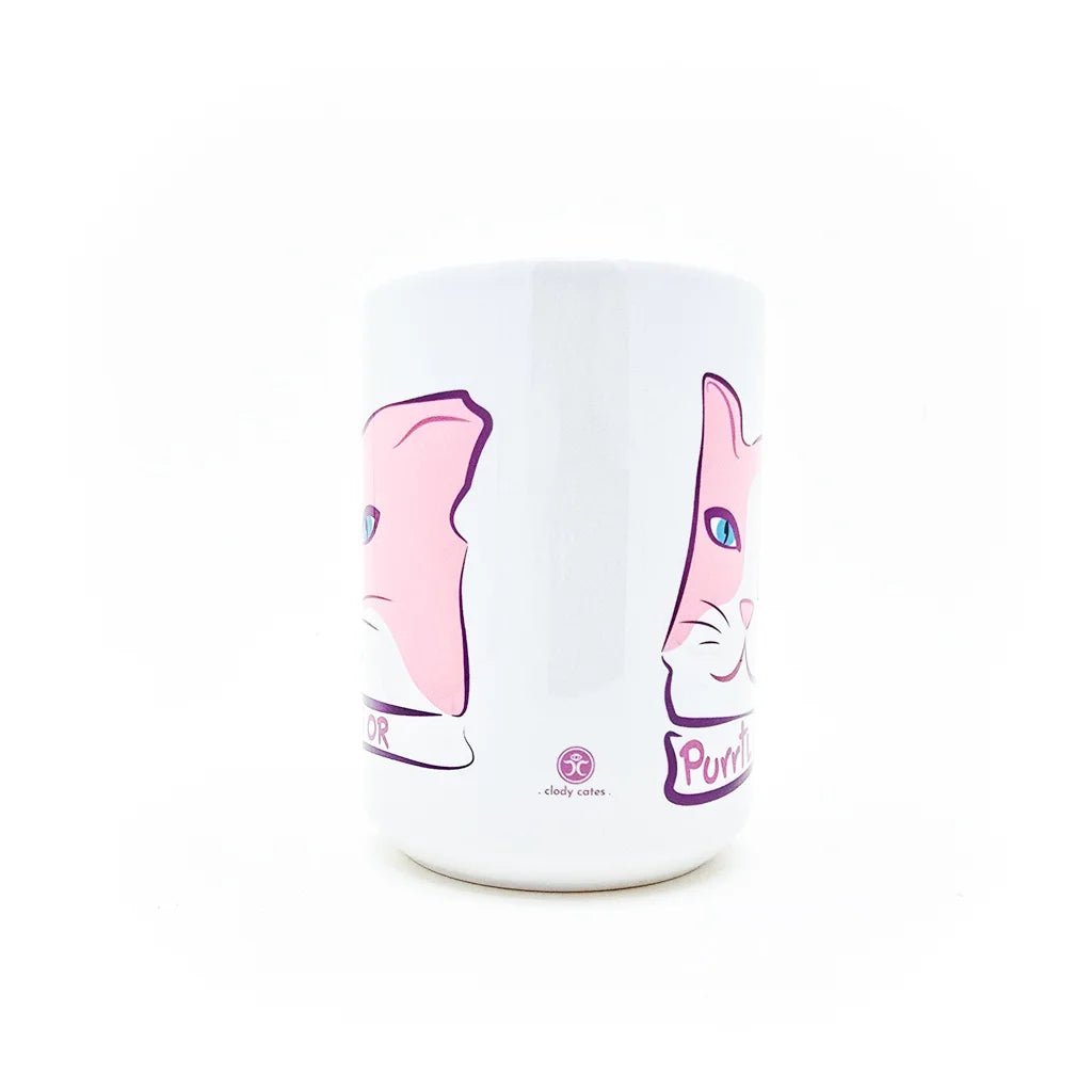 Pink Tuxedo Cat Purrtland - Ceramic Mug 15oz