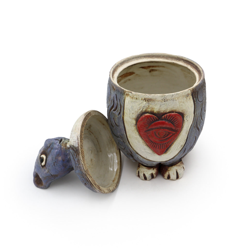 Handmade Ceramic Lavender Cat Jar