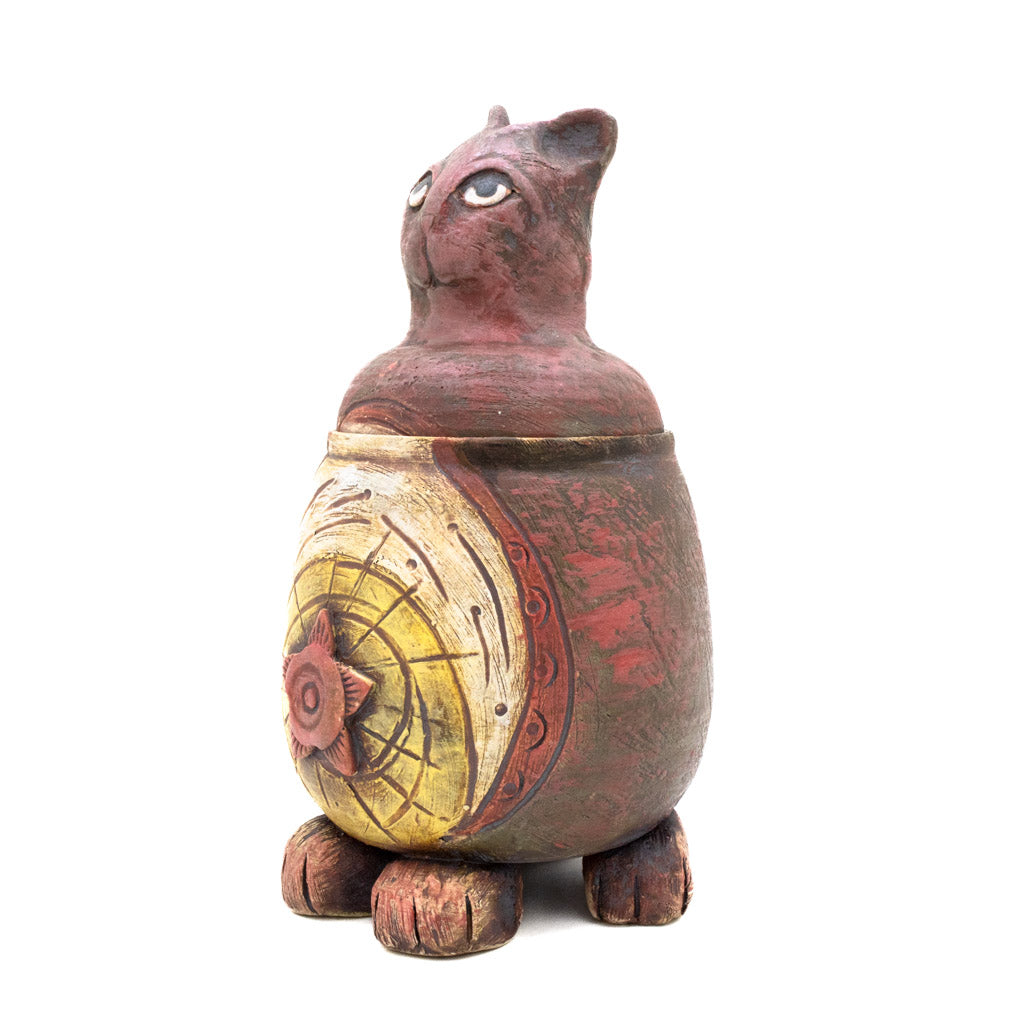 Vintage Red Cat - Ceramic Jar