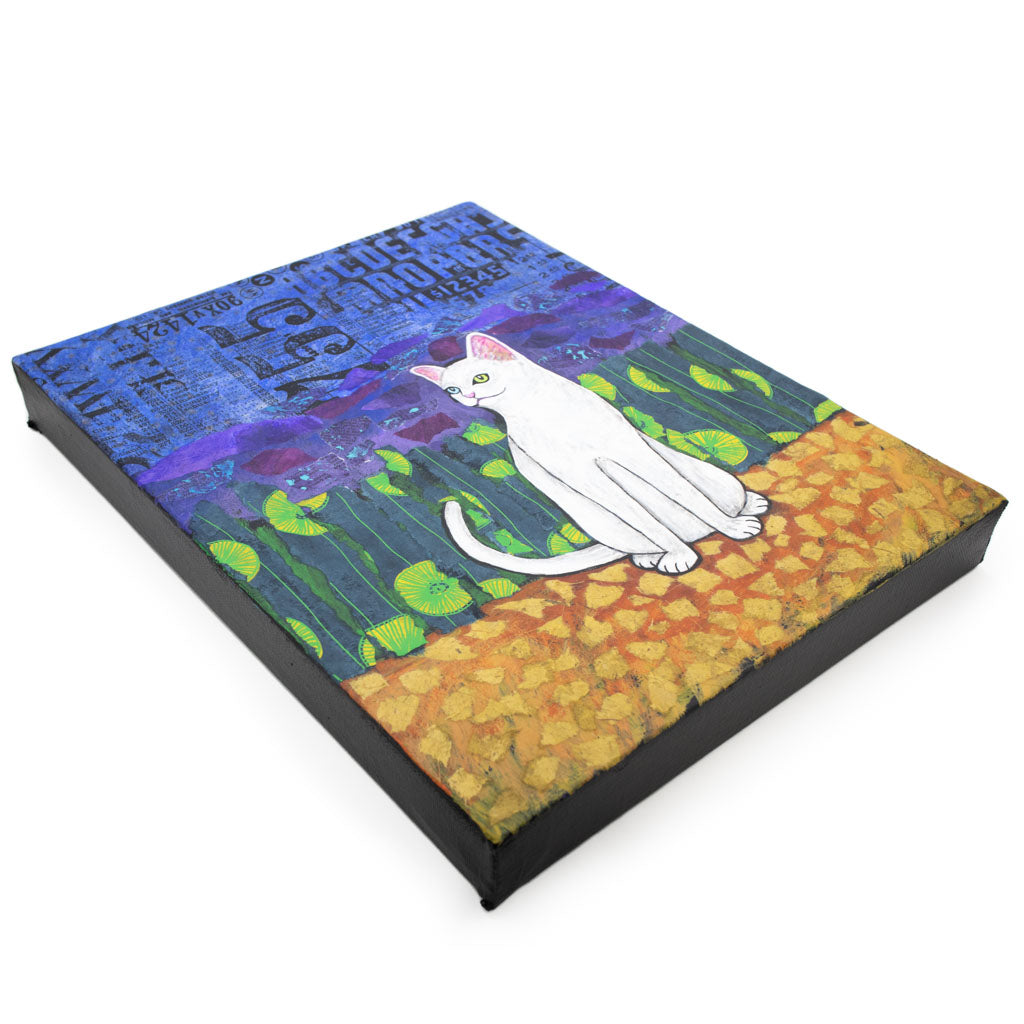 Odd Eyed White Kitty - Fine Art Collage