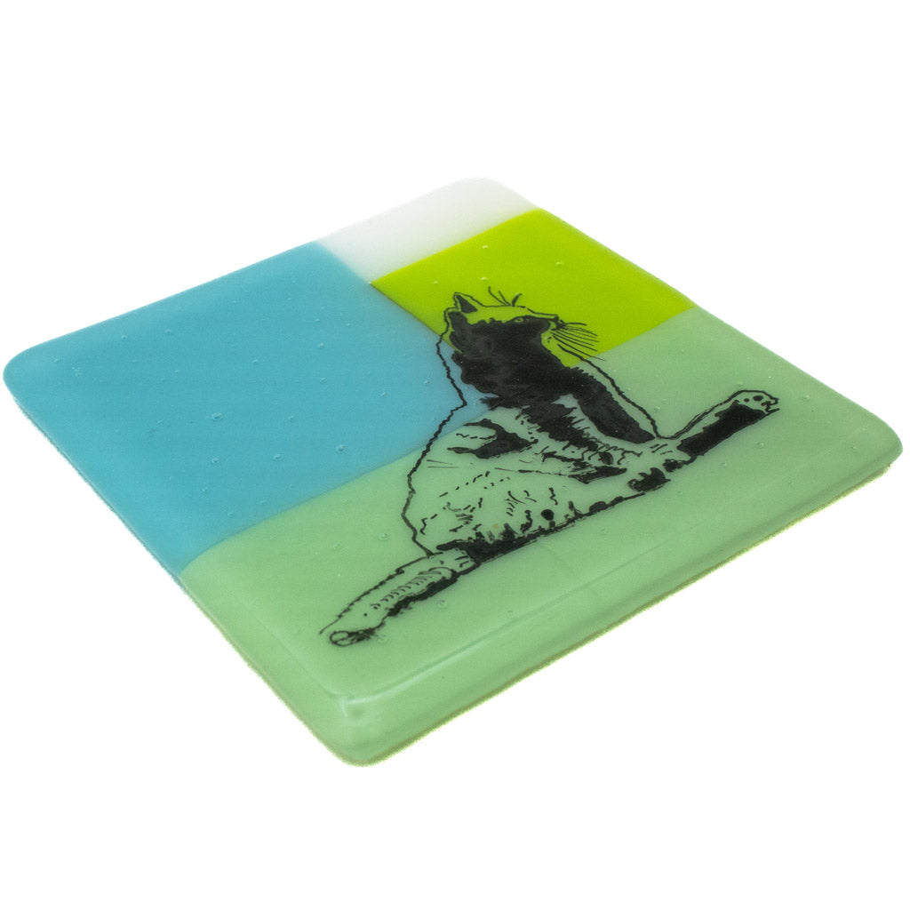 Russian Blue Kitty - Glass Coaster