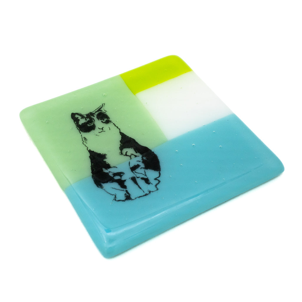 Black & White Cat - Glass Coaster