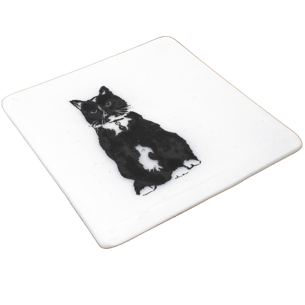 Tuxedo Cat - Glass Coaster
