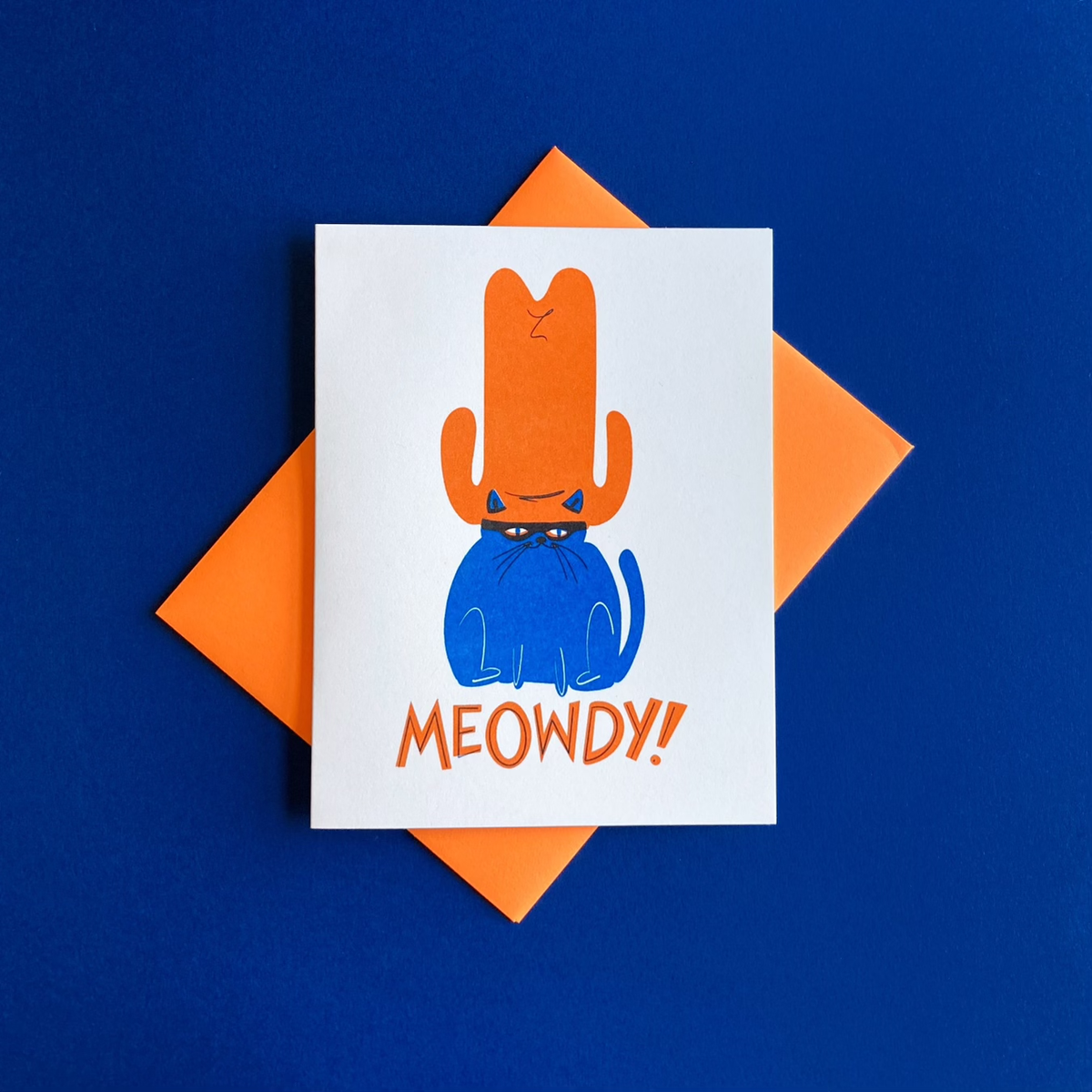 Meowdy Cat - Fun Risograph Greeting Card