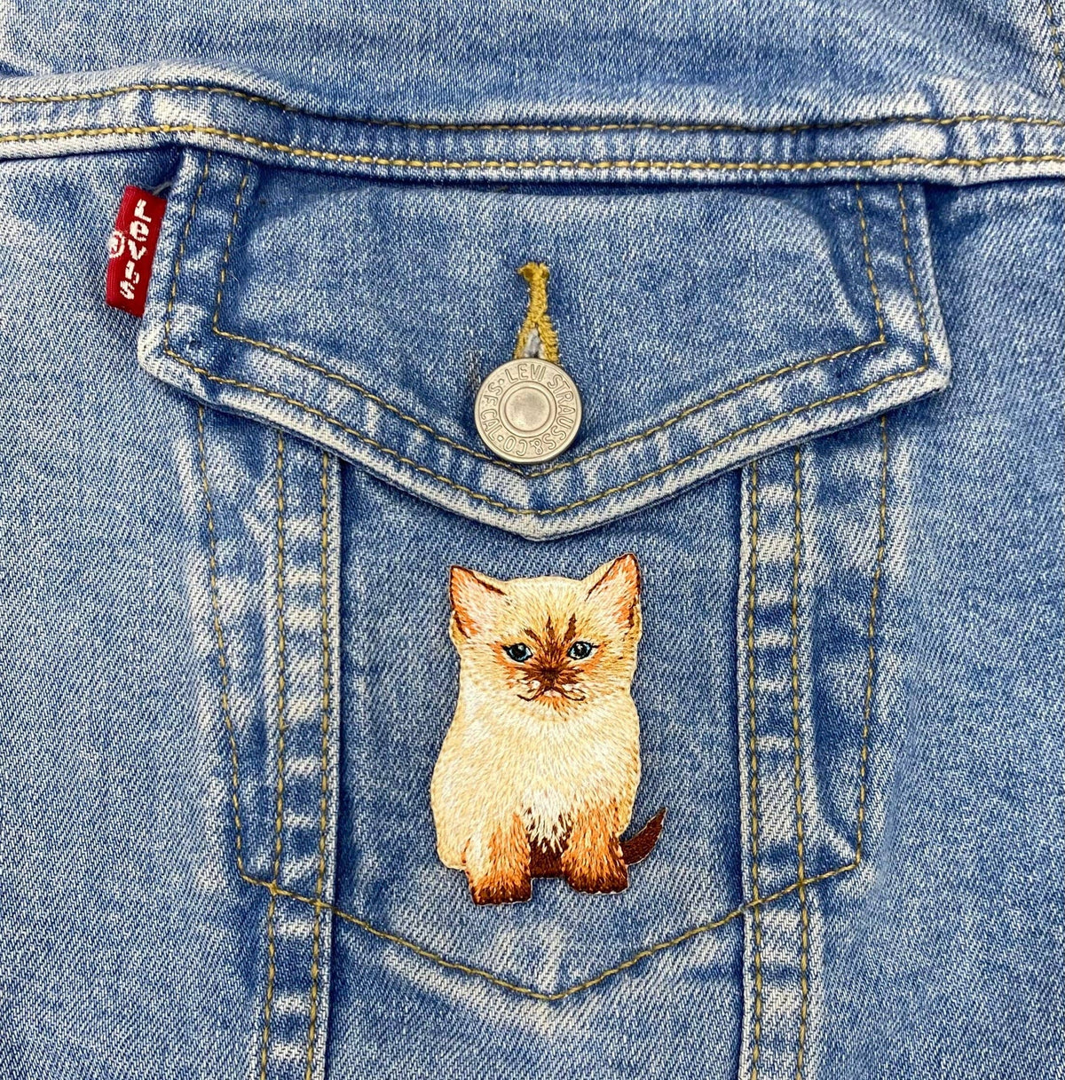 Siamese Kitty Cat - Embroidered Iron on Patch