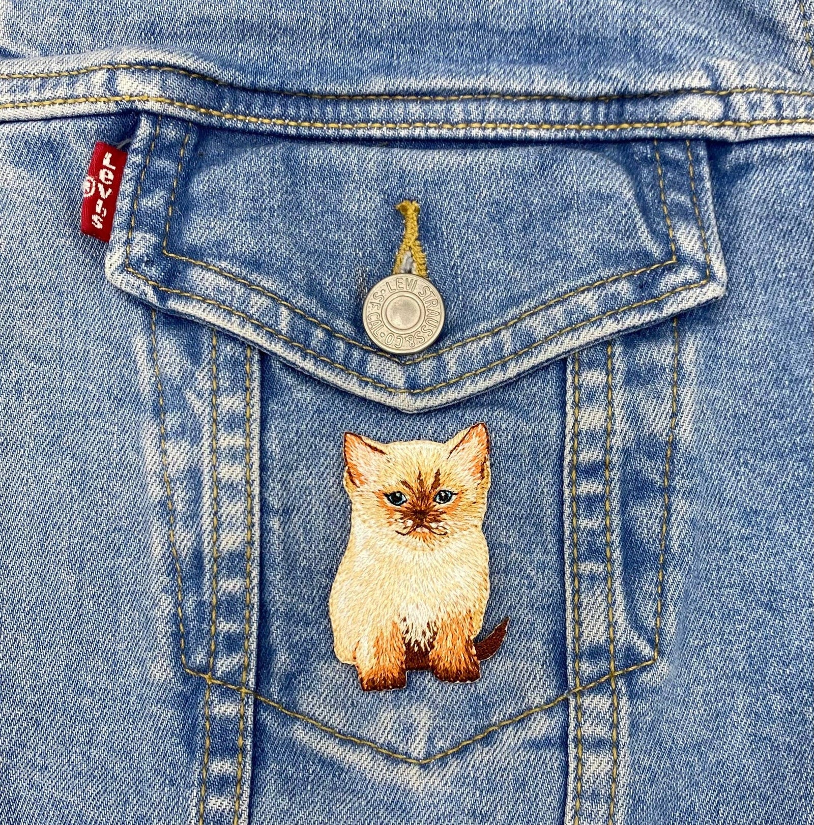 Siamese Kitty Cat - Embroidered Iron on Patch