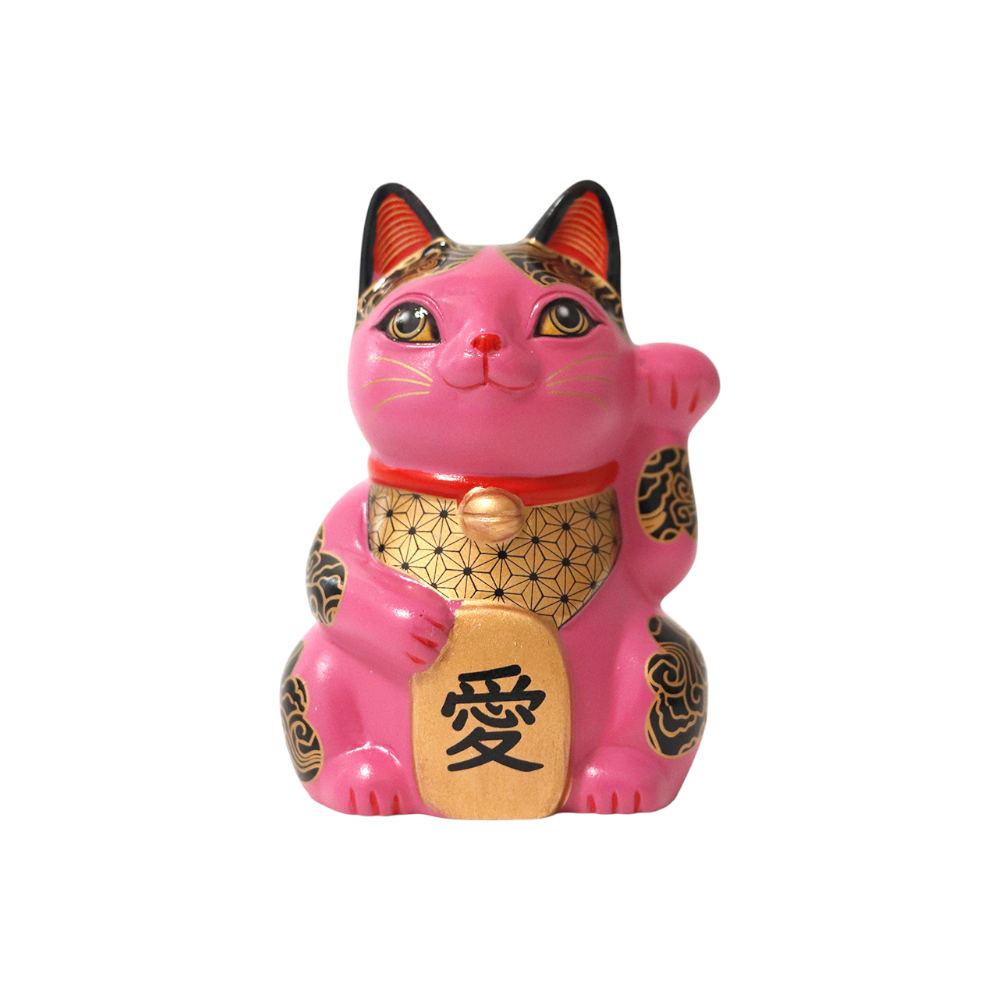 Happineko Lucky Cat Pink Love - Figurine