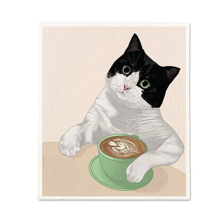 Cat &amp; Latte - Swedish Dishcloth