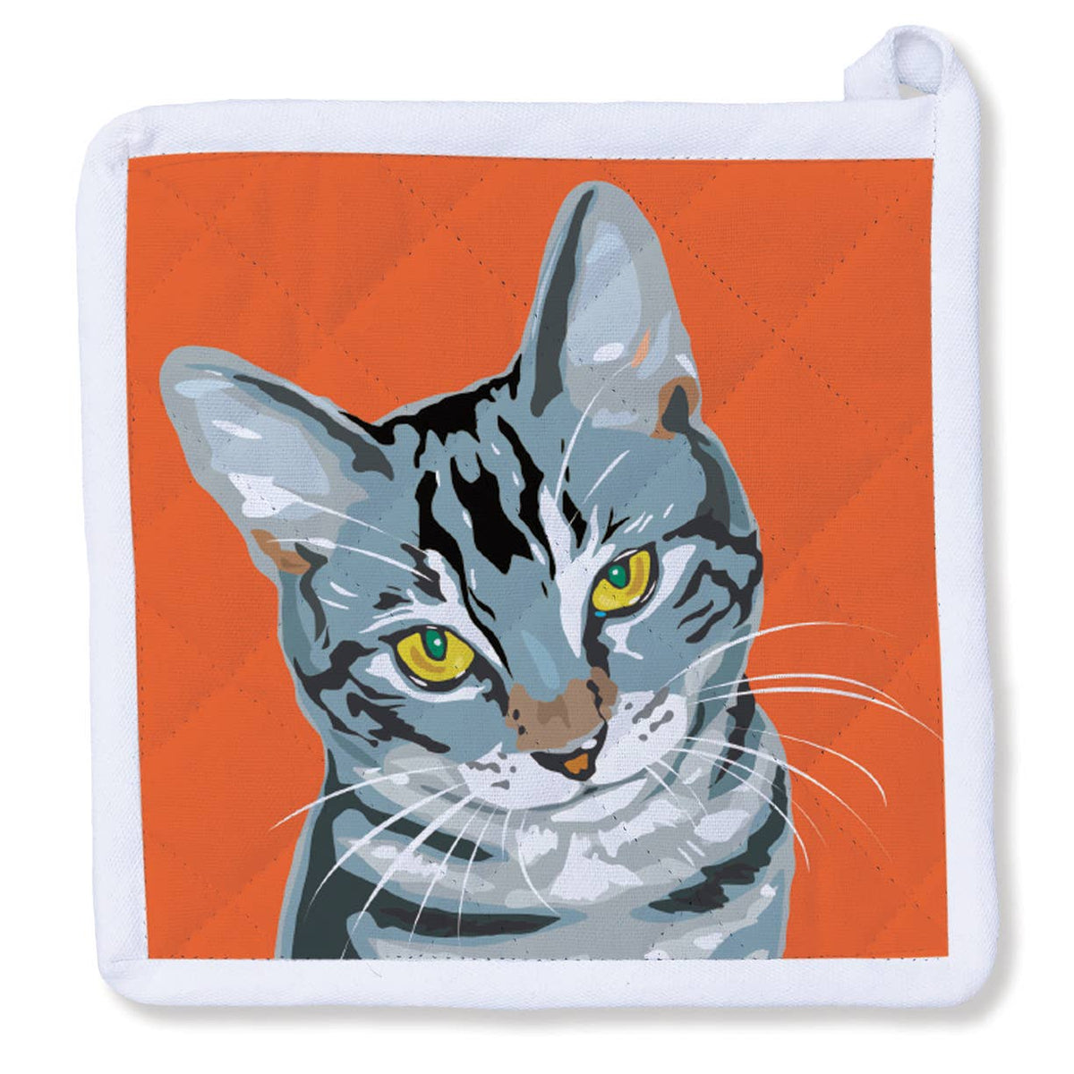 Little Gray Tabby Kitty Cat - Potholder  
