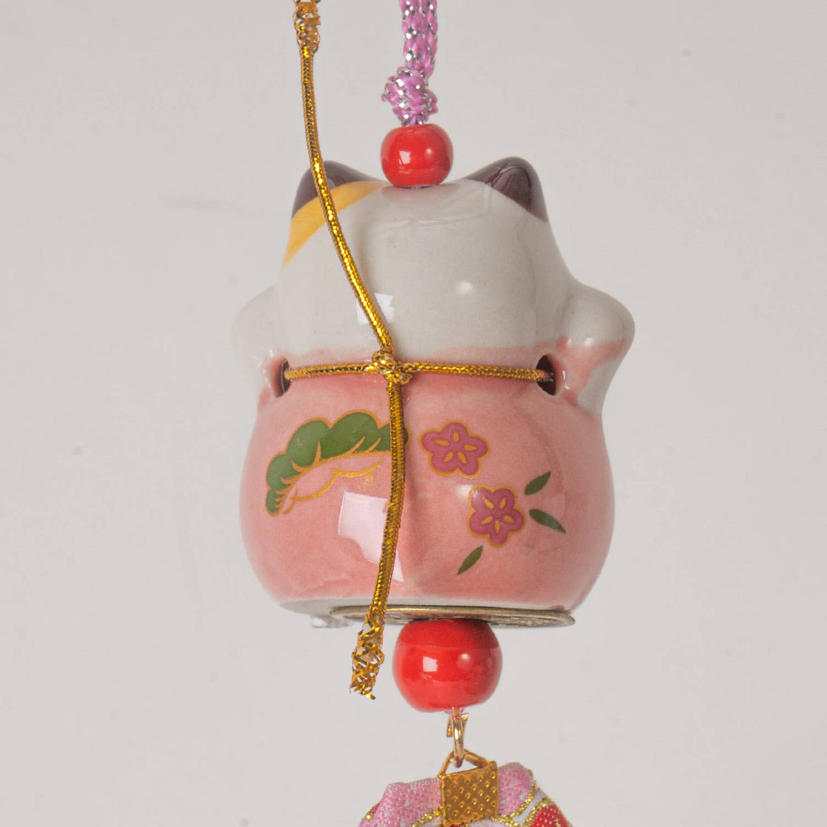 Maneki Neko Pink Lucky Cat - Hanging Charm