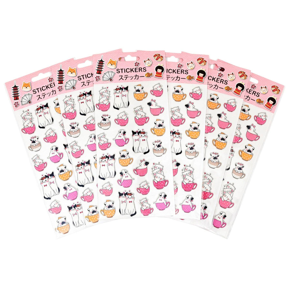 Gray and White Cats with Bandanas - Puffy Stickers