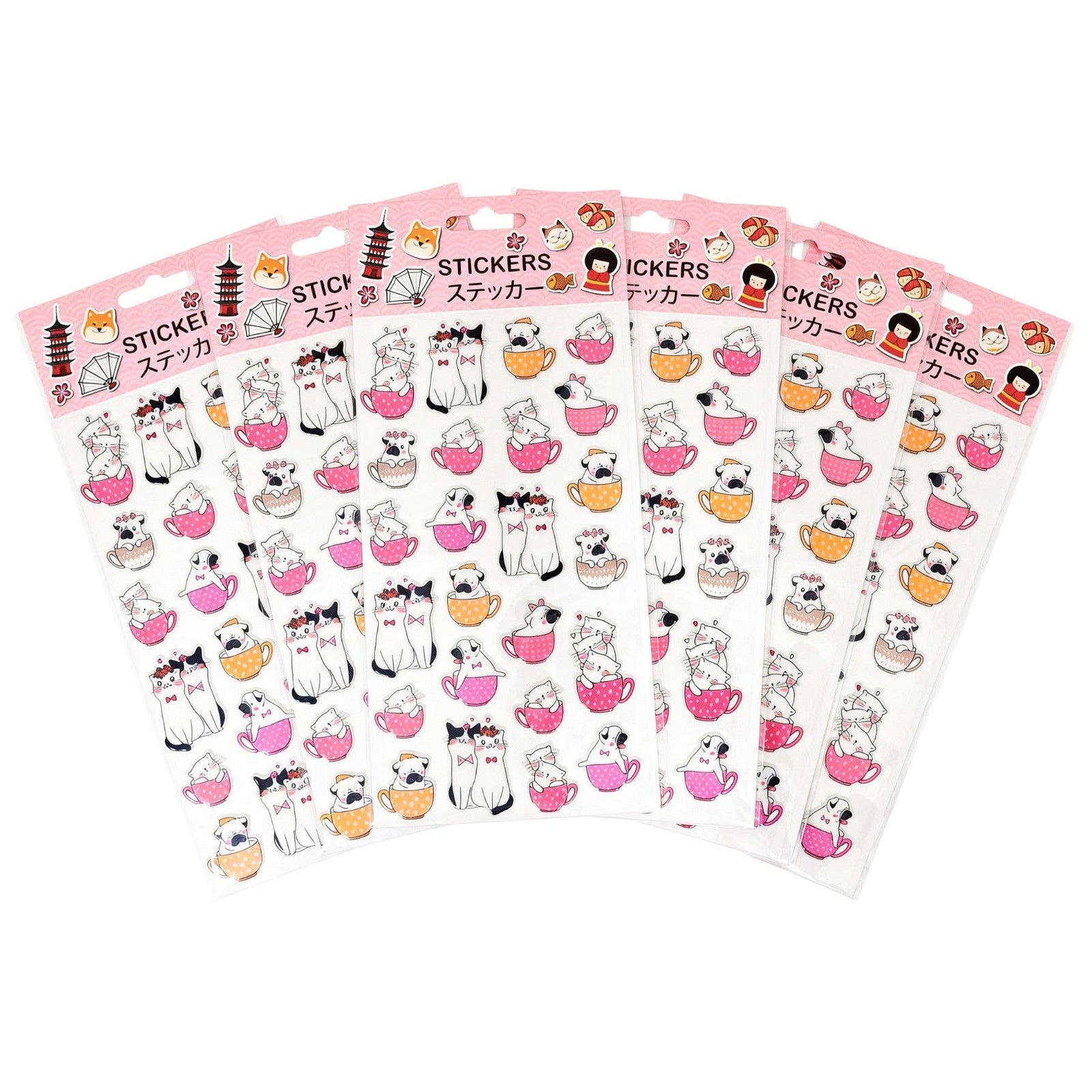 Gray and White Cats with Bandanas - Puffy Stickers