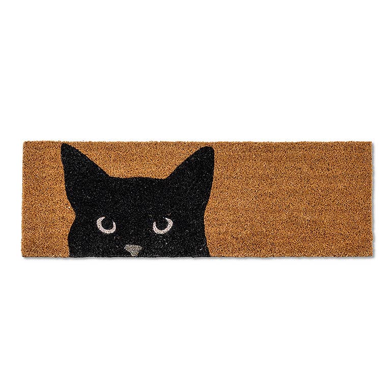 Peeking Black Cat - Balcony Doormat