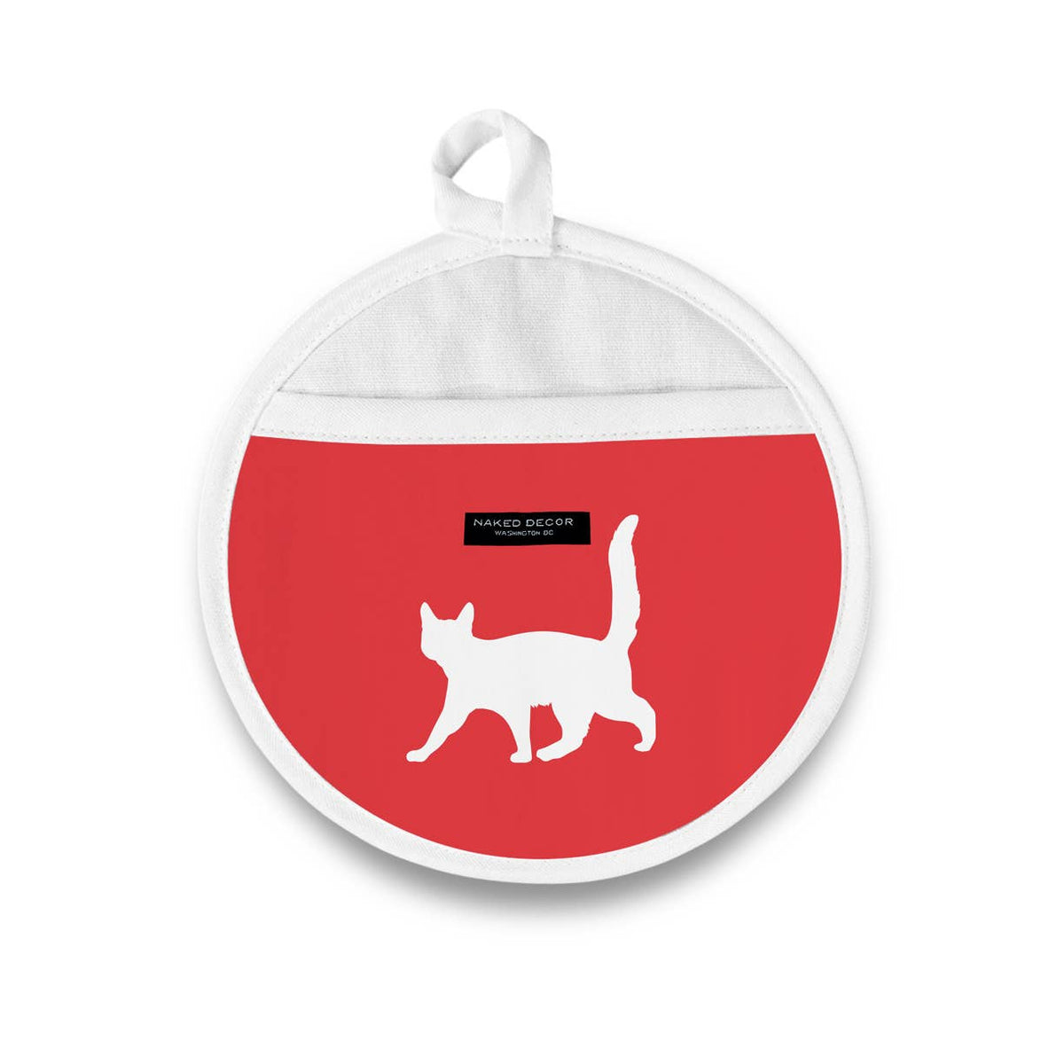 Modern Black Kitty Cat - Round Potholder
